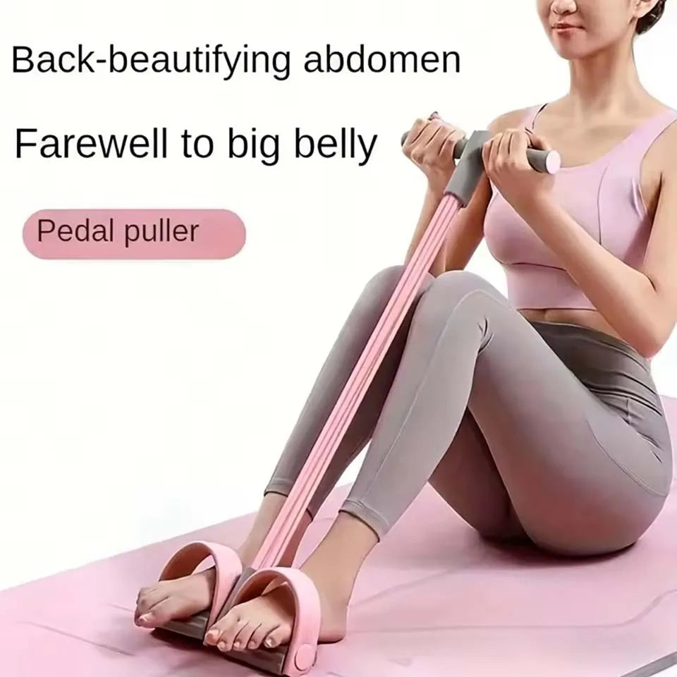 Resistance Bands 4-Tube Yoga Pedal Puller Resistance Band Elastic Pull Rope Fitness Equipment for Abdomen Waist Arm Training