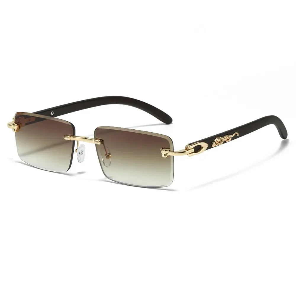 Trendy Rimless Sunglasses for Men Women Fashion Frameless Rectangle Sun Glasses Retro Shades Summer Traveling Eyewear UV400