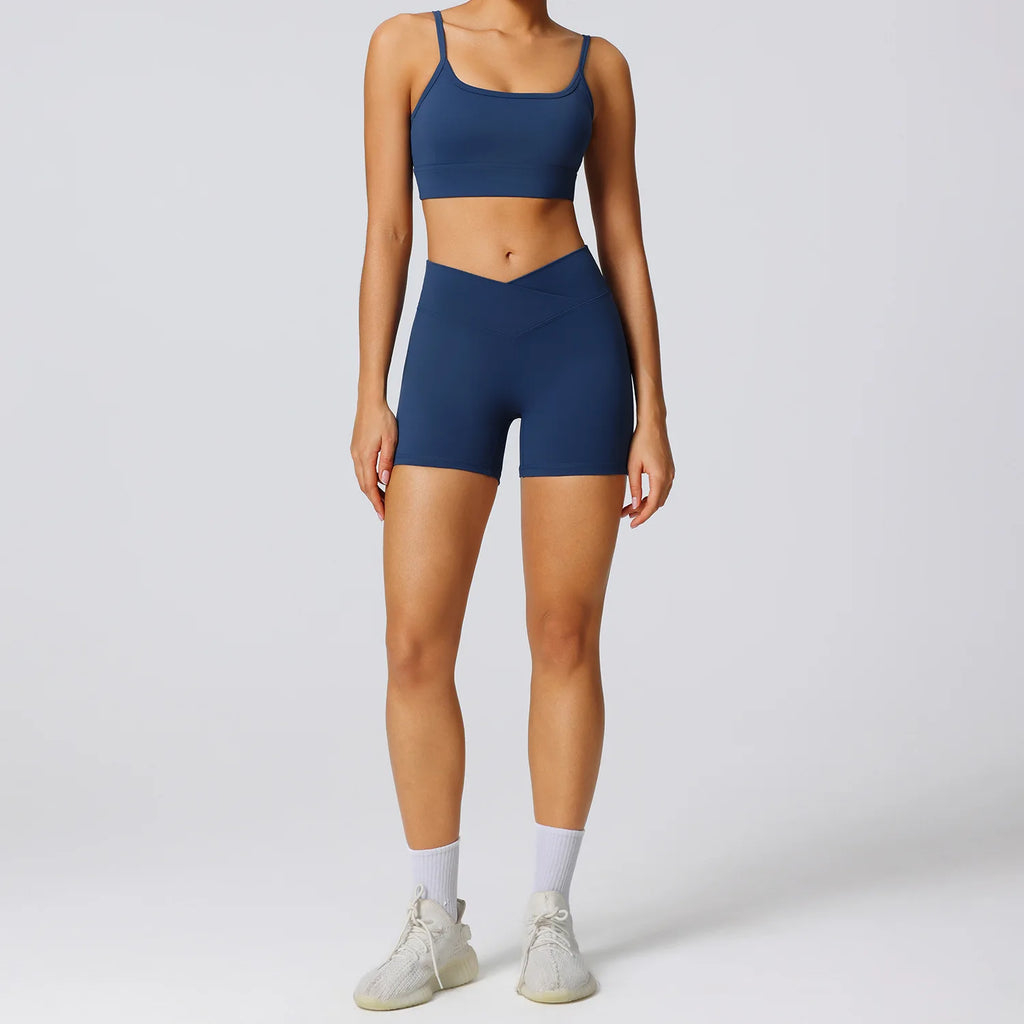 High Elasticity Quick Dry Yoga Fitness Outfit Women's Summer New Style Sportswear Set Fashionable Running Dancing Tennis