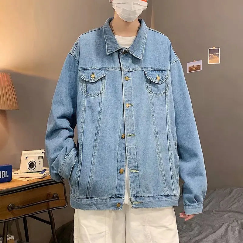 Black Denim Short Jacket Men Jeans Jacket Coats Casual Windbreaker Pockets Overalls Bomber Streetwear Man Clothing Outwear