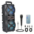 Bluetooth-Compatible Speaker Wireless Stereo Speaker with Double Subwoofer Deep Bass Lights Outdoor Speaker for Home Party Gift