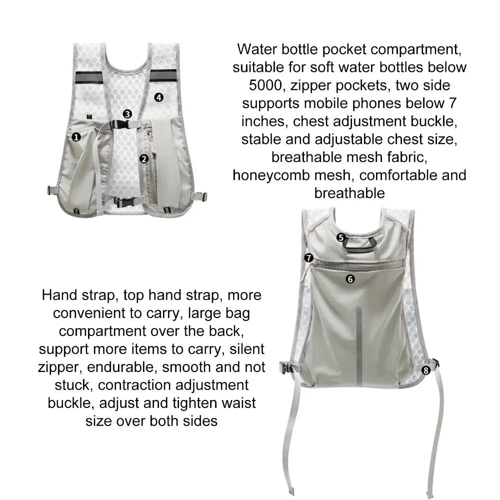 New Running Water Bottle Storage Vest Lightweight Running Vest Reflective Hydration Water Chest Pack With Phone Holder