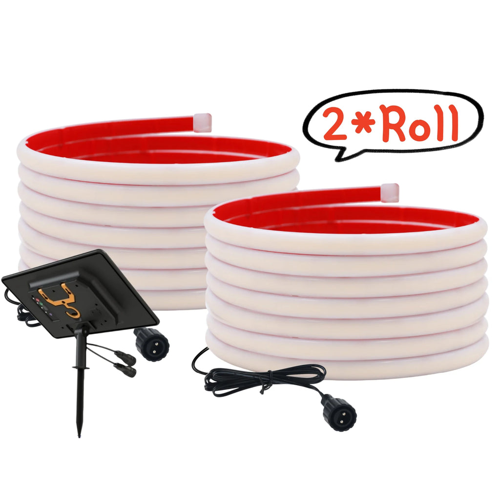 Solar Neon Light Strip 24V COB Waterproof IP68 Flexible LED Tape Red Green Blue Warm White 320LED/m High Density Linear Lighting