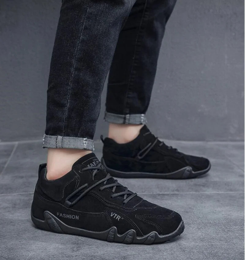 Waterproof Leather Ankle Boots for Men Waterproof Sneakers lace Up Leather Casual Sneakers for Men Casual Motorcycle Shoes