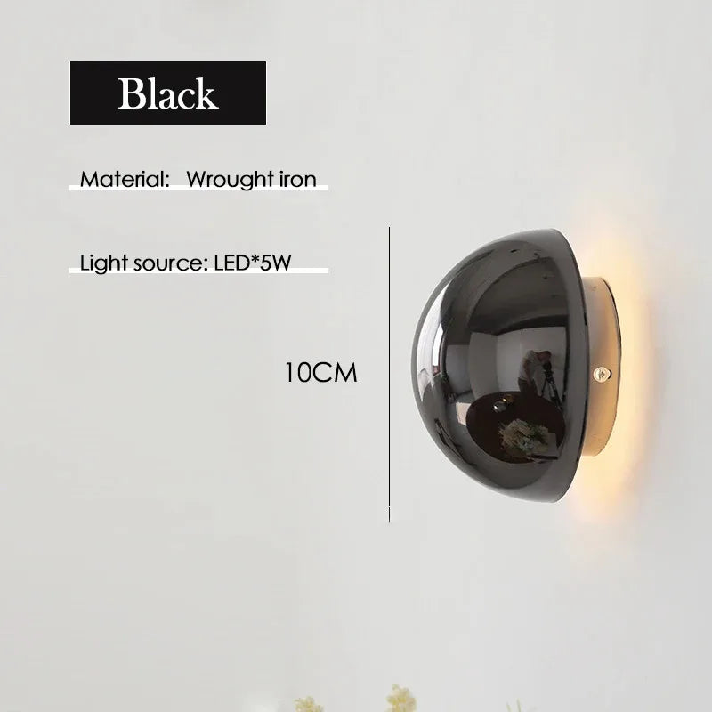 Medieval Bauhaus Chrome Wall Lamps Plated Semicircular Mushroom Lamp Danish Designer Living RoomBedroom Bedside Wall Lights