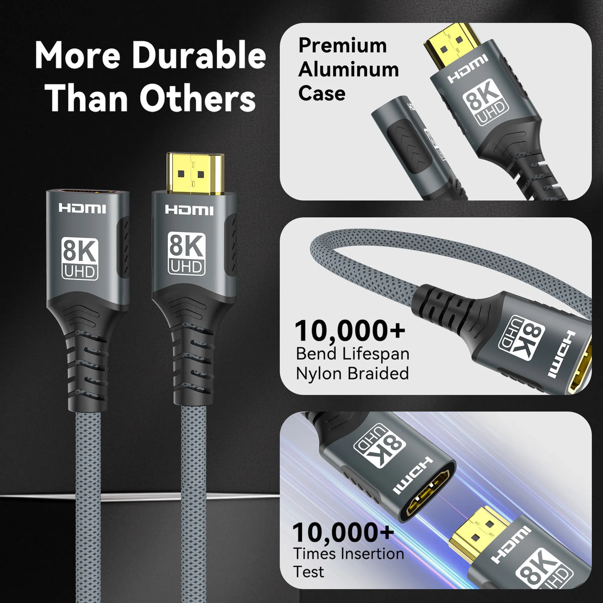 HDMI 2.1 Extension cable 8K HDMI 2.1 Cable Male to Female Extension 8K@60Hz 4K@120Hz For HDTV RTX PS5 Xbox HDR Video  PC Laptop