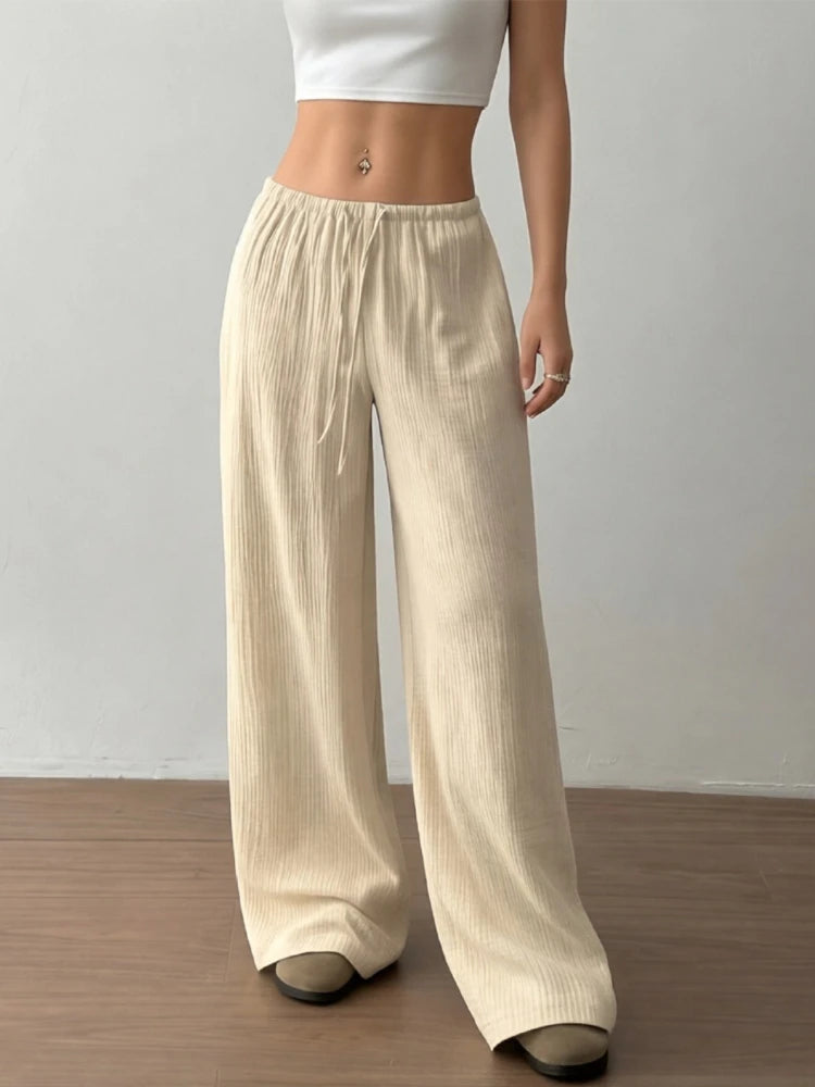 Summer Thin Texture Loose Pants Women High Waist Wide Leg Pants Women Casual Lazy Style Comfortable Breathable Trousers Women