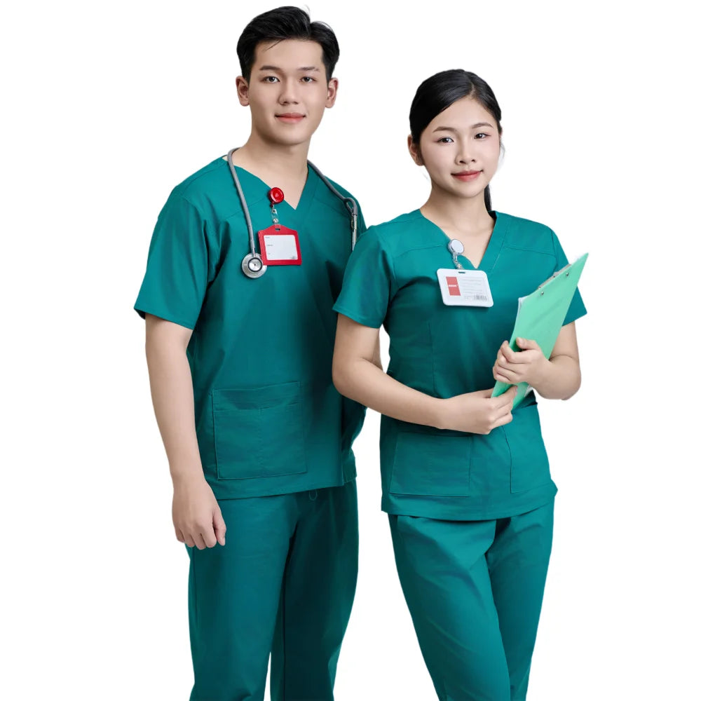 FMF Unisex Medical Scrub Set | 52% Cotton 45% Polyester 3% Spandex WFX-CVC Fabric | Needle Detection | Vietnamese Made |