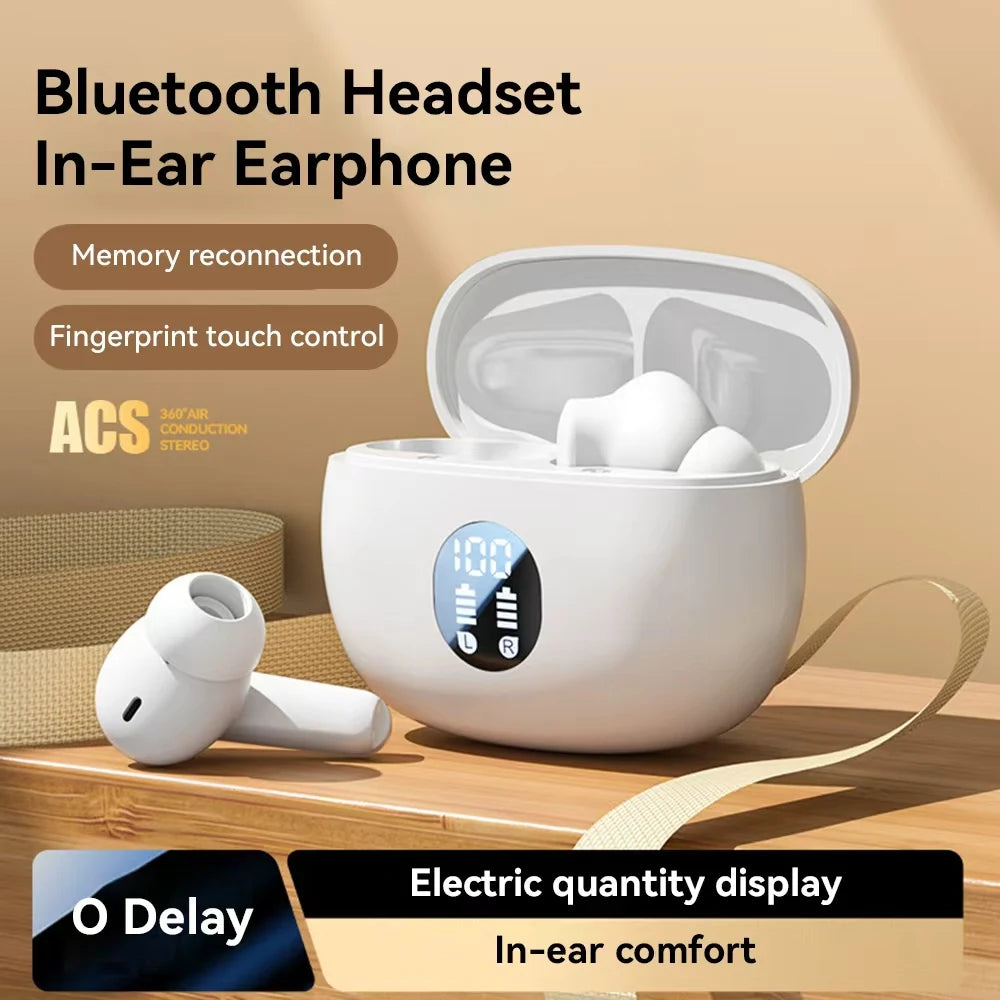LED Digital Display Bluetooth Earphone Wireless Headset In-ear Mega Bass 9D Surround Sound Game Low-delay HD Call For iPhone