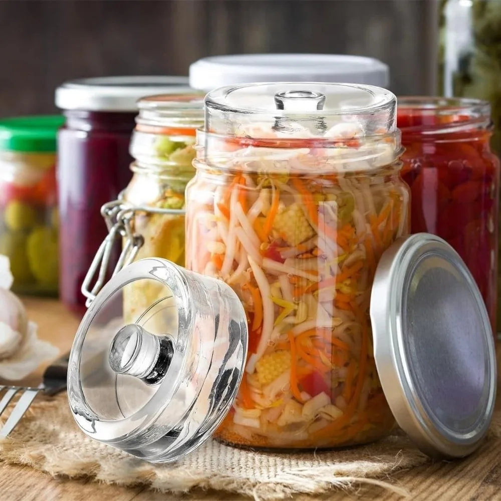 1 Pcs Fermented Glass Weights Clear with Handle Heavy Fermenting Weights Kitchen Gadgets Sealed Cheeseits Fermentation Household