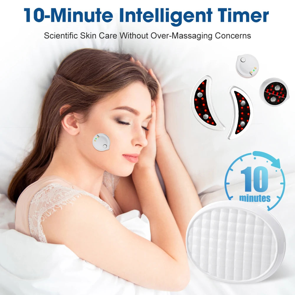 2-IN-1 Face & Eye Beauty Massager Micro-current Red Light EMS Anti Aging Bags Dark Circles Reduce Electric Eye Rejuvenation Pads