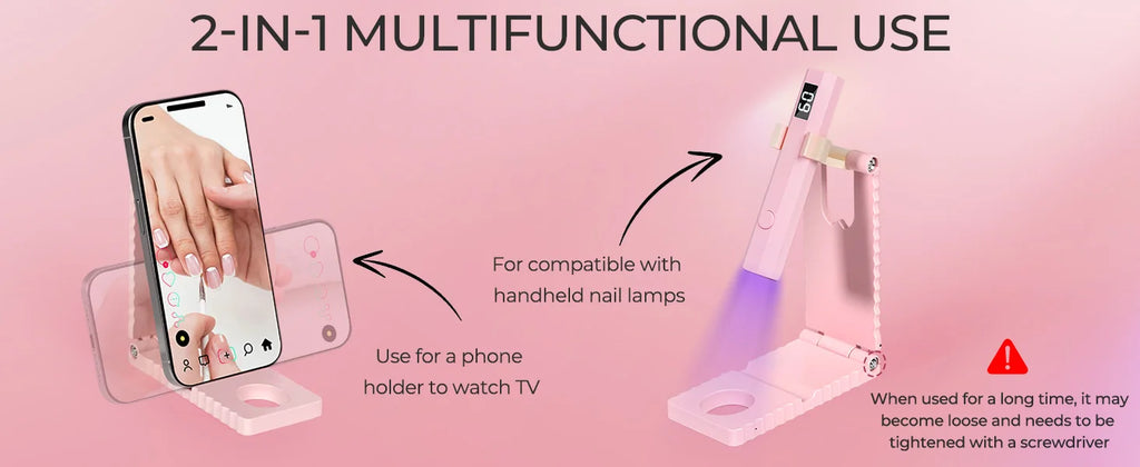 Cordless UV/LED Nail Lamp Set Handheld Light with Stand LCD Display Rechargeable USB Gel Nail Dryer for Quick Curing