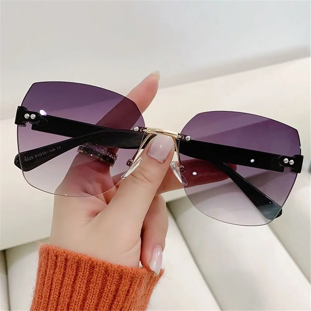 Vintage Rimless Sunglasses 2024 Women Gradient Sunglasses  Summer Shades Fashion UV400  Frameless Sun Glasses Ladies Eyeglasses