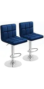Furmax Set of 2 Modern PU Leather Swivel Adjustable Hydraulic Bar Stools White