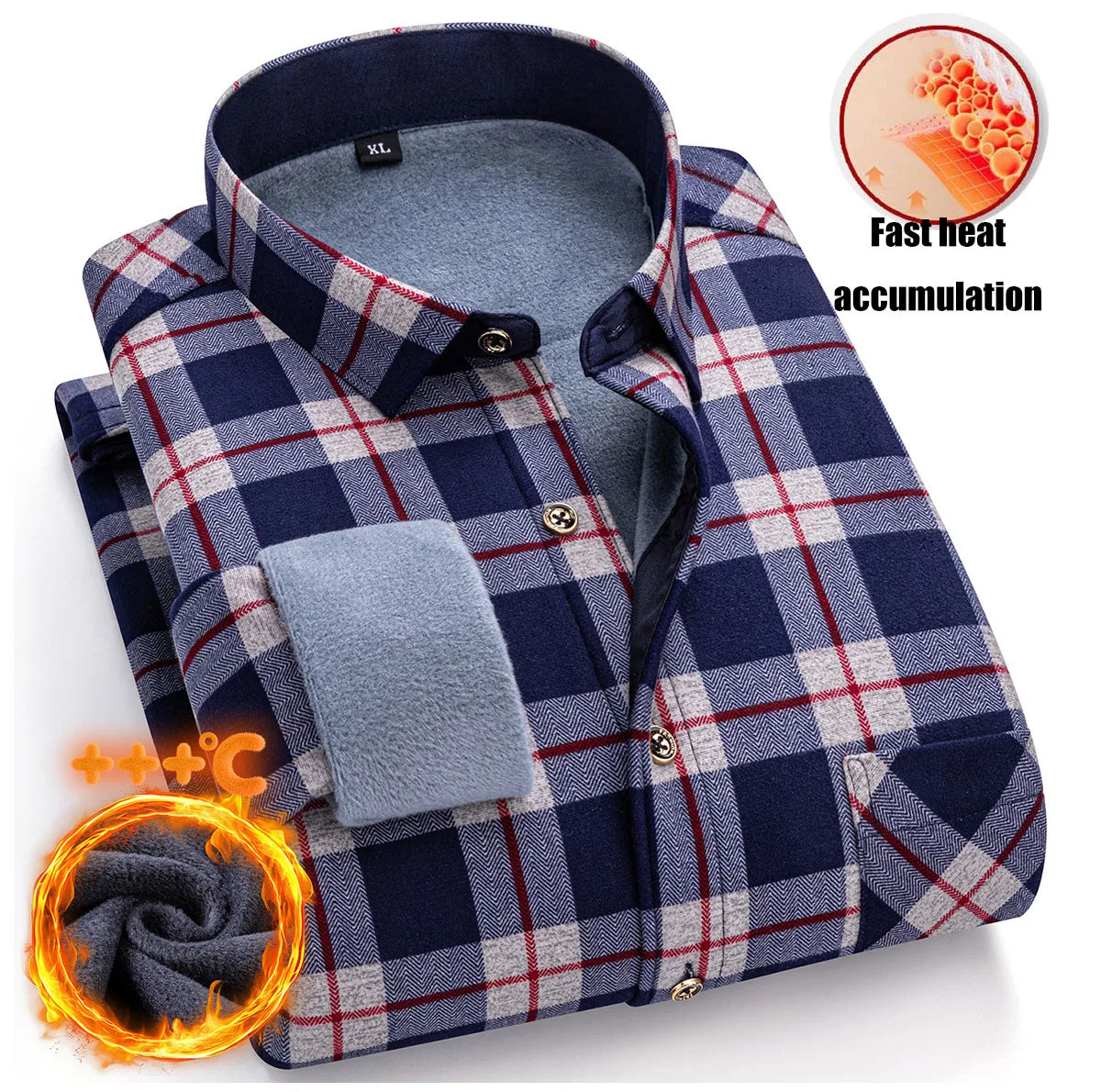 Autumn Winter New Fleece Plaid Shirt For Men Business Thickened Warm Double-sided Fleece Casual Non-ironing Fashion Check Shirts