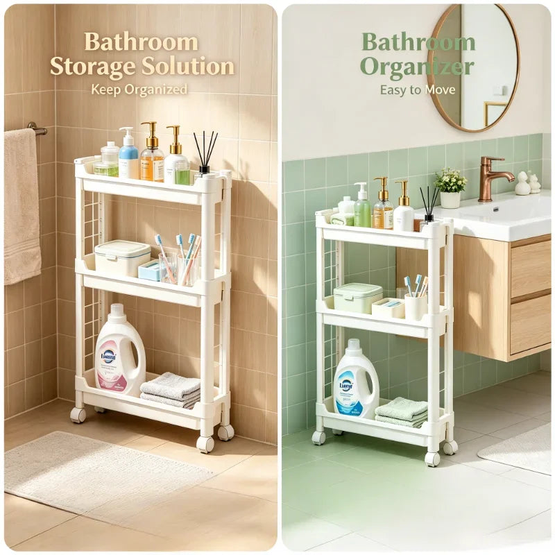 9.5cm Slim 3-Tier Door Gap Storage Cabinet, Narrow Side Shelf, Perfect Organizer for Bathroom & Kitchen Sundries Storage