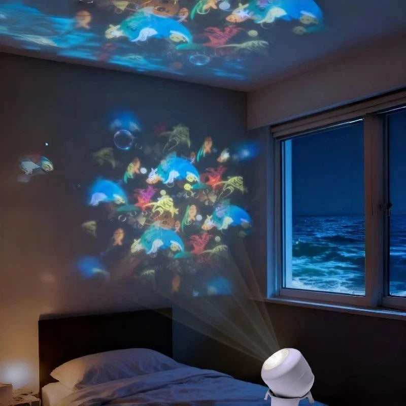 LED Ocean Projector Light, 360° Rotating Dynamic Night Light USB Ambient Light Decorative Lighting For Game,Living Room