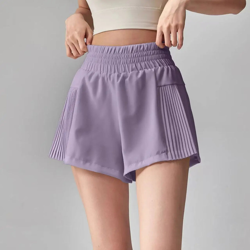 Women's Yoga Shorts Fake Two-Piece Loose-Fit Anti-Exposure Breathable Quick-Dry Running Fitness Sports Cropped Pants with Pocket