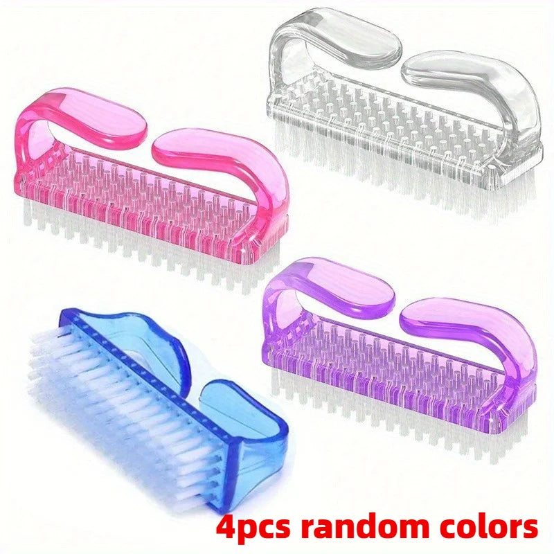 4pcs Nail Cleaning Brush, Plastic Dust Removal Brush, Nail Art Tools, Random Color, Portable, Multi-functional Cleaning Brush.