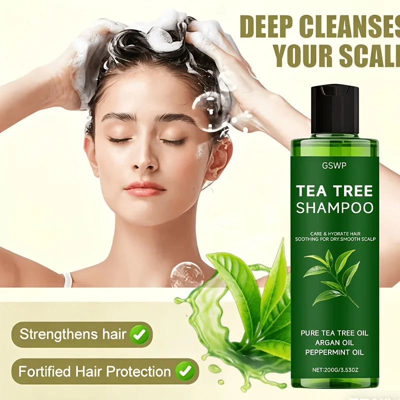 GSWP Tea Tree Shampoo, Deeply Cleanses and Moisturizes, Controls Oil While Keeping Hair Light and Airy.200/400g