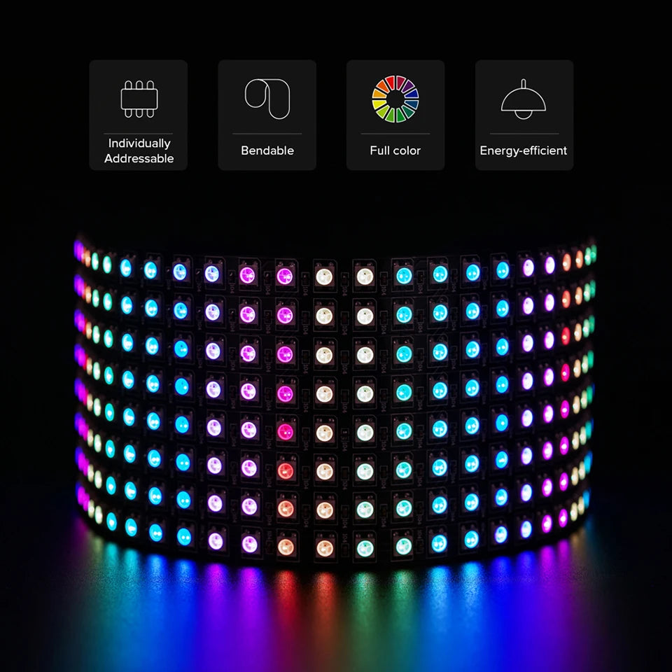 WS2812B RGB 16x16 8x32 Pixel Panel Screen 1-5 Pcs 256 Pixels WS2812B ECO Individually Addressable Digital Flexible Programmed 5V