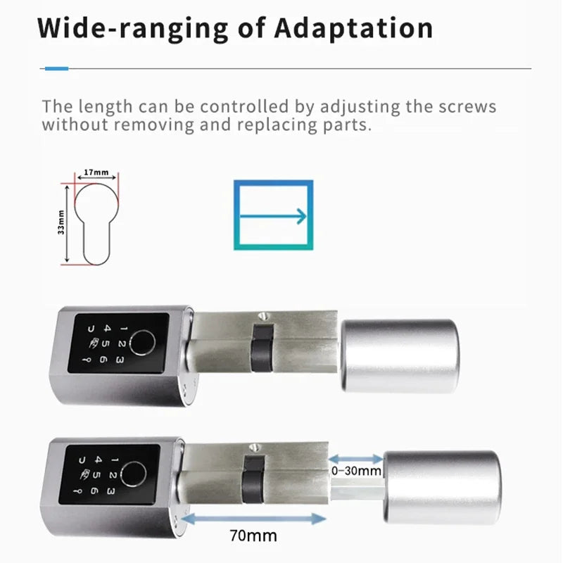 Easy Replacement Cylinder Smart Lock APP TTlock Bluetooth Fingerprint Password NFC Unlock Auto Lock/ Unlock Security Protection