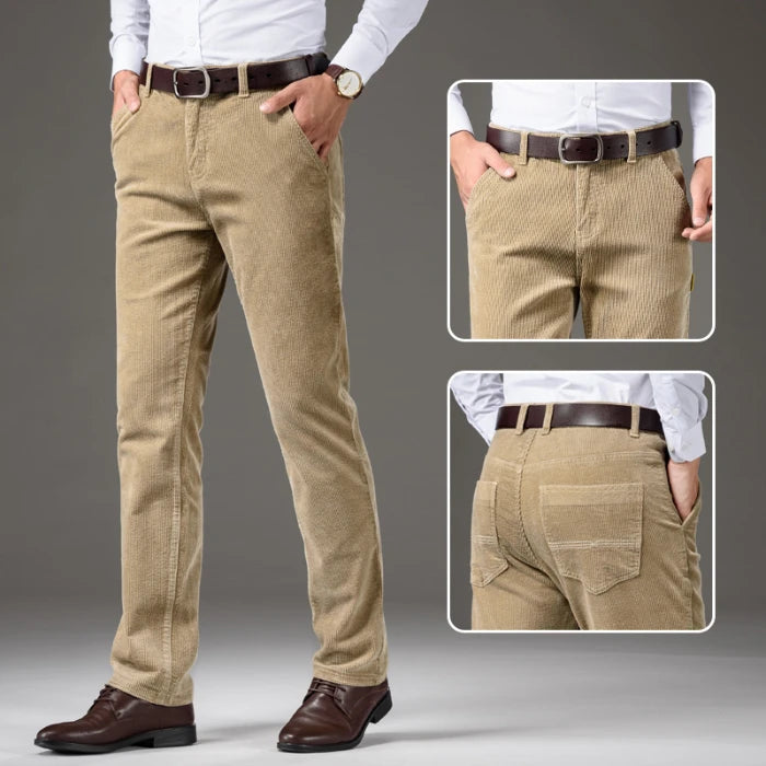 Corduroy Men's Business Casual Pants Fashion Comfortable Khaki Slim Straight Trousers Classic Male Brand Clothing Pants