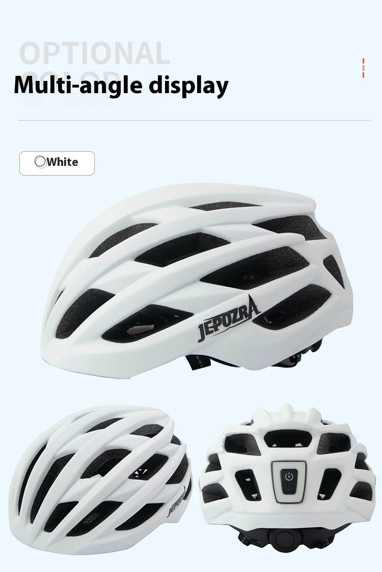 JEPOZRA Cycling Helmet Man Women LED Light Helmet Road Mountain Bike Helmet Bicycle Helmet Rechargeable Brim Design Helmet