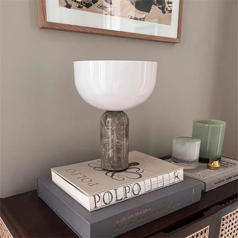 LED Minimalist Touch Mushroom Lamp Designer Marble Table Light Study Room Office Desk Lamp  Living Room Bedroom Beside Lamp