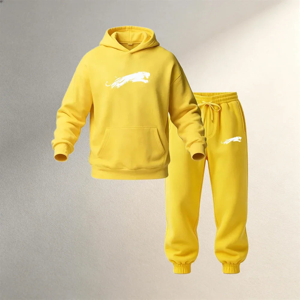 Men's Hoodies Sets 2 Pieces Pullover Autumn Winter Sports Casual Fashion Warm Clothing Drawstring Jogger Pants Male Street Suits