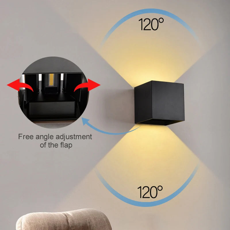 LED Wall Lamp 7W 100-240V Outdoor / Indoor Porch Garden Wall Lamp For Bedroom Bedside Lighting Up and Down Adjustable Wall Light