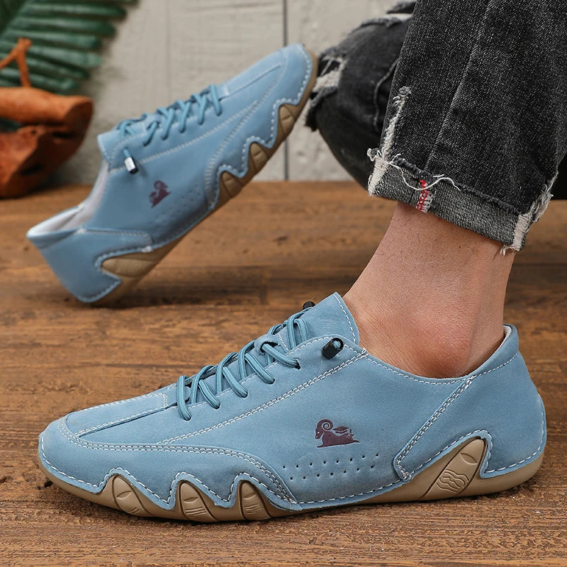 Spring Men Low Cut Leather Sneaker Soft Soled Loafers Anti Slip Flat Bottom Casual Shoes Large Size Zapatillas Para Hombre 2025