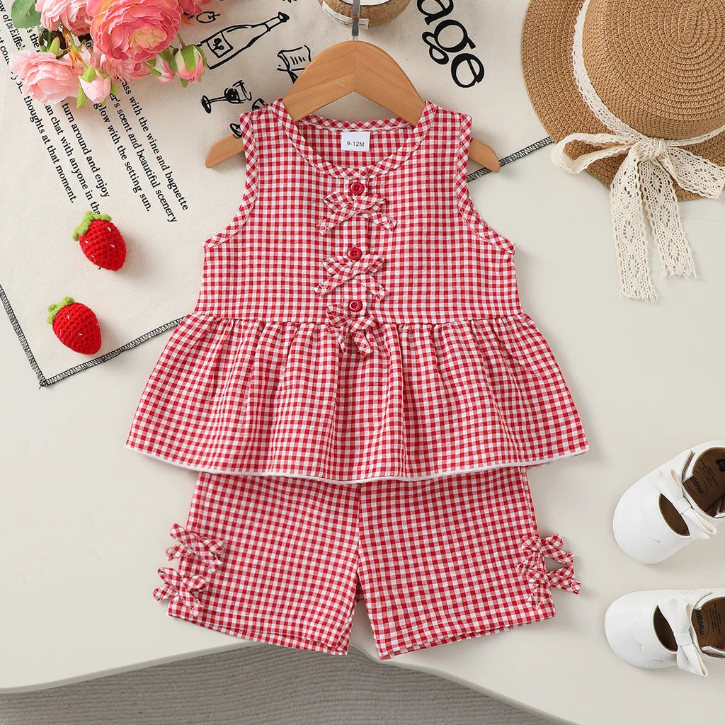 Baby Girl Checkered Top and Pants Set