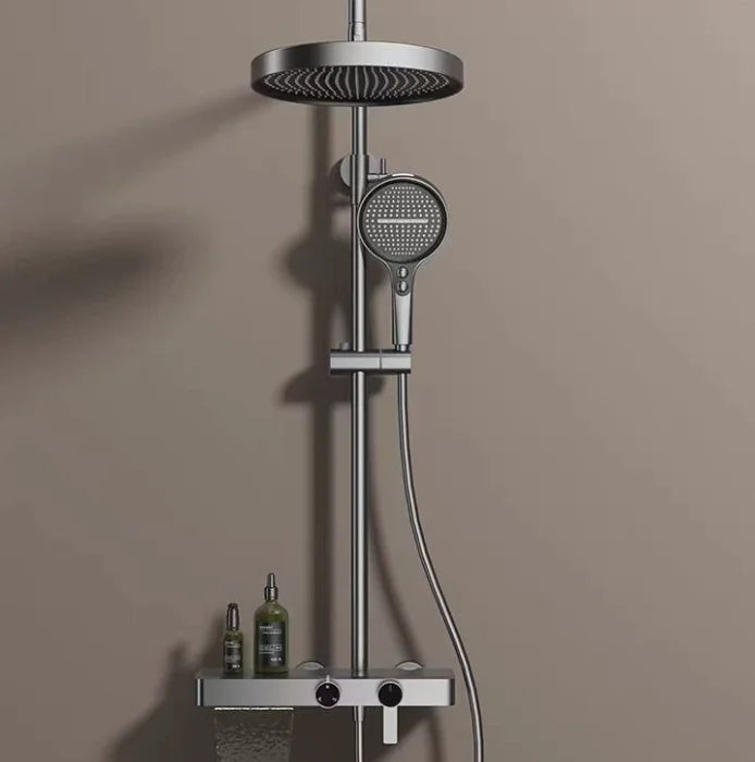 High-end Light Large Storage Shower Set Household Bathroom Rainfall Waterfall Pressurized Wall Mount with Massage