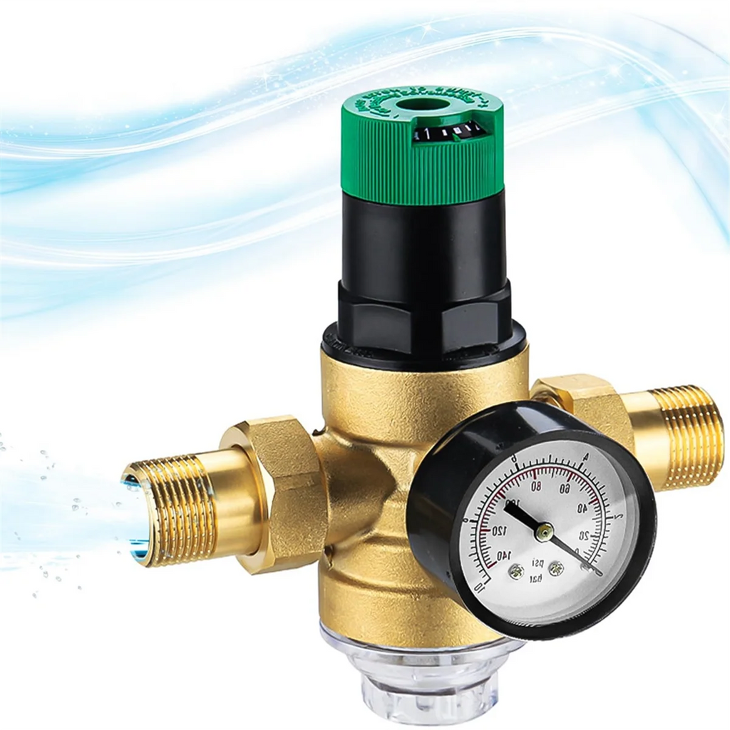 New Pressure Regulator Water 3/4 Inch, Water Pressure Regulator with Water Pressure Gauge and Mesh Filter