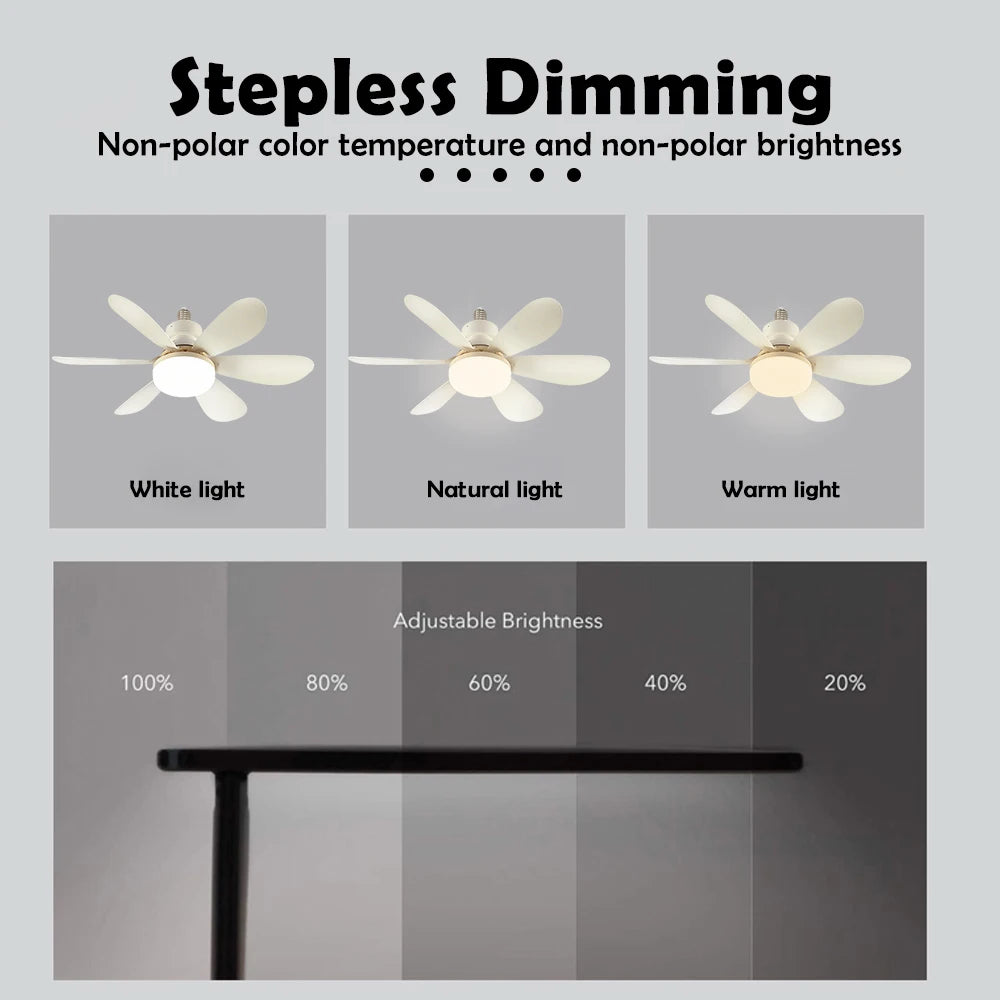 E26 E27 Base Home-use LED Ceiling Fan Light Wireless Remote Smart Fan Light 42cm 52cm Ceiling Fan for Room Office Study Kitchen