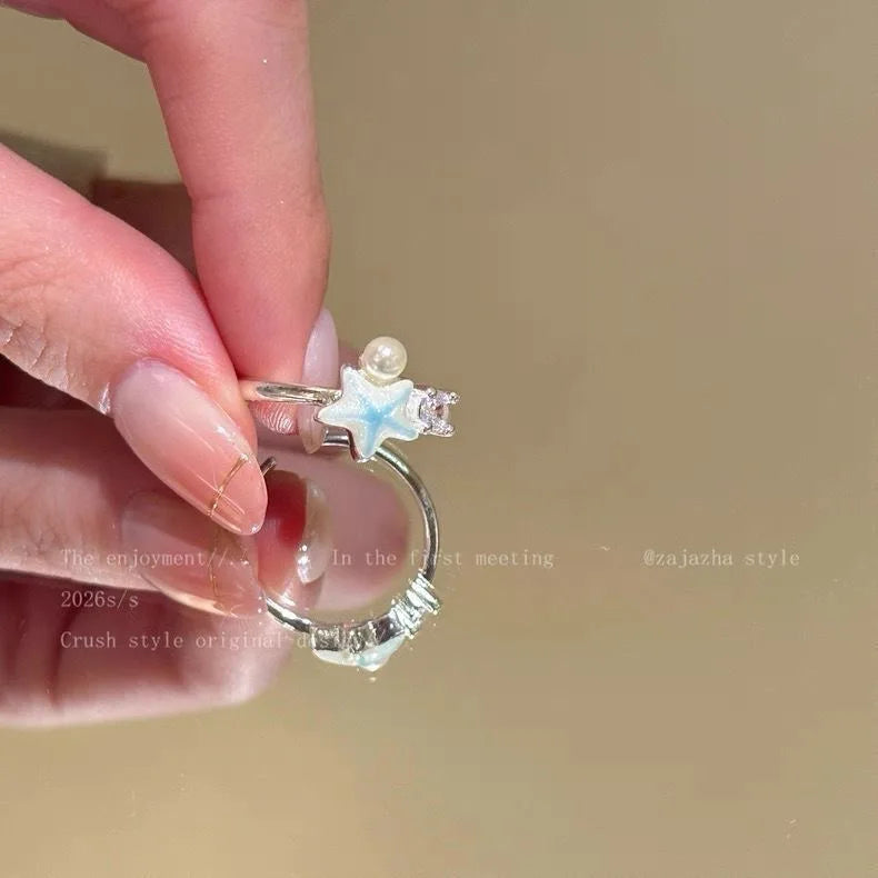 3pcs Set New Fashion 925 Sterling Silver Cute Guppy Ring Stacking Finger Ring, Animals Adjustable Open Rings Birthday Gift
