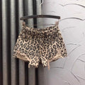 Personalized Leopard Print High Waist Denim Shorts Women's Summer Fashion A Word Rough Edge Wide Leg Jeans Hot Pants