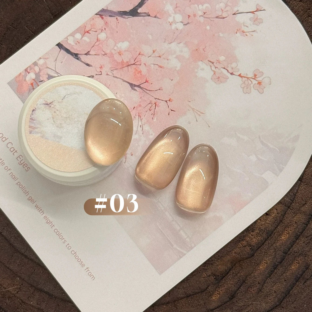 MIANEL 2026 10ML Lover Cat Eye Nail Gel Nude Pink with Sparkling Golden Light Glass Bead for Flattering Cat Eye Manicure