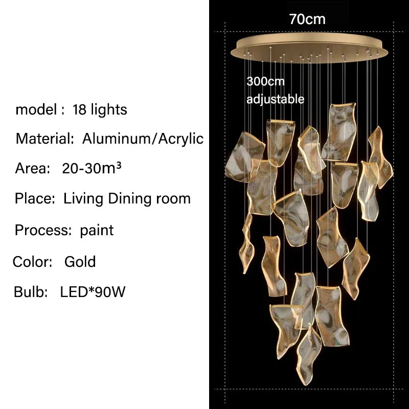 Modern LED Pendant Lights Living Dining Room Lighting Lustre Decor Chandelier Indoor Villa Duplex Stairs Hanging Lights Fixture
