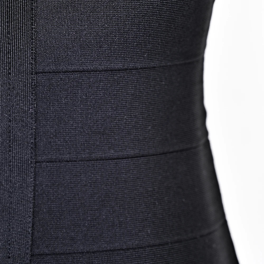 BEAUKEY Luxury Sexy Plunge V Bandage Long Dress Women Striped  Bodyocn  Party Celebrity Evening Dress Elastic Knitted Vestidos