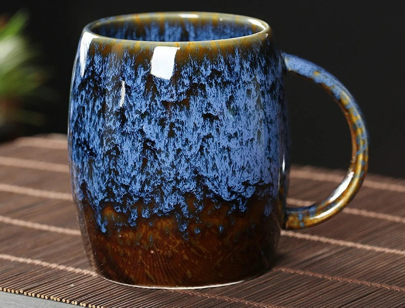 Japanese Style Coffee Cup Creative High-Capacity Kiln Change Ceramic Cup Vintage Household Office Drinkware Milk Mug Water Cup