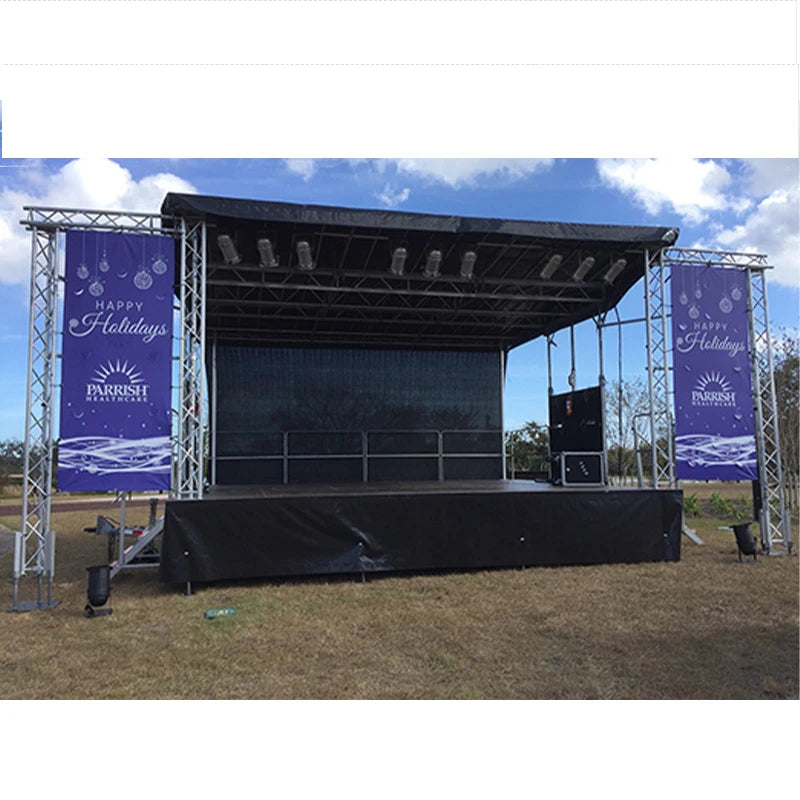 Customizable Triangular Truss Structure  Exhibition Booth Setup - Includes Truss Bracing and Reinforced Base Plate for Stability