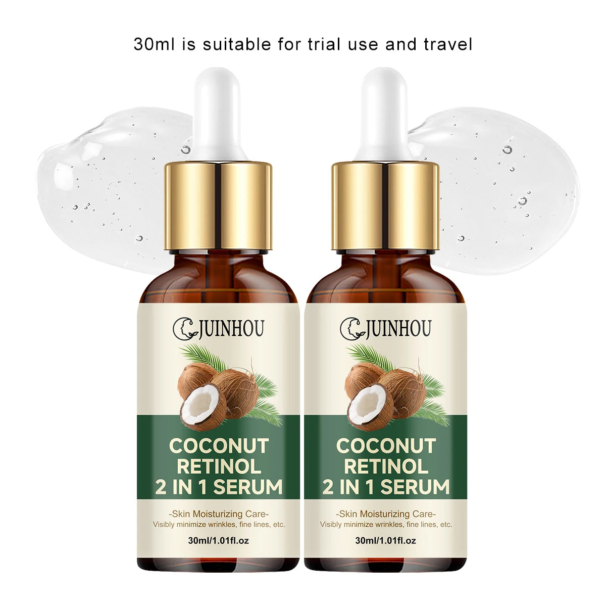 JUINHOU Natural Coconut Oil Face Serum Hydrating Moisturizer Skin Reduce Dryness Gentle Daily Skin Care Serum For All Skin Types