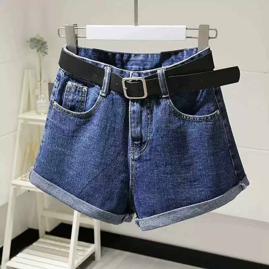 Summer Women Ripped Washed Hight Waist Denim Pants Short Bermuda Pant Casual Tassel Tight Five-point Stitch Street Wear Pants
