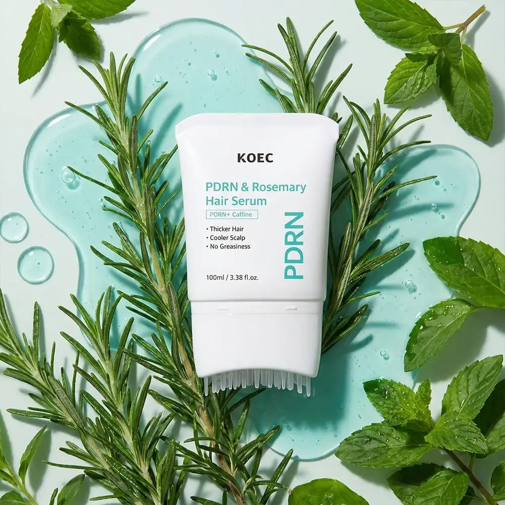 PDRN Rosemary Hair Serum 100ml With Massage Comb, Caffeine Scalp Nourishing Essence Boost Thicker Hair Refreshing Scalp Care