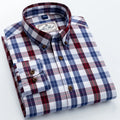 Men's 100% Cotton Plaid Long Sleeve Casual Shirt, Spring Autumn Lightweight & Breathable Slightly Slim Fit Button Down Shirts