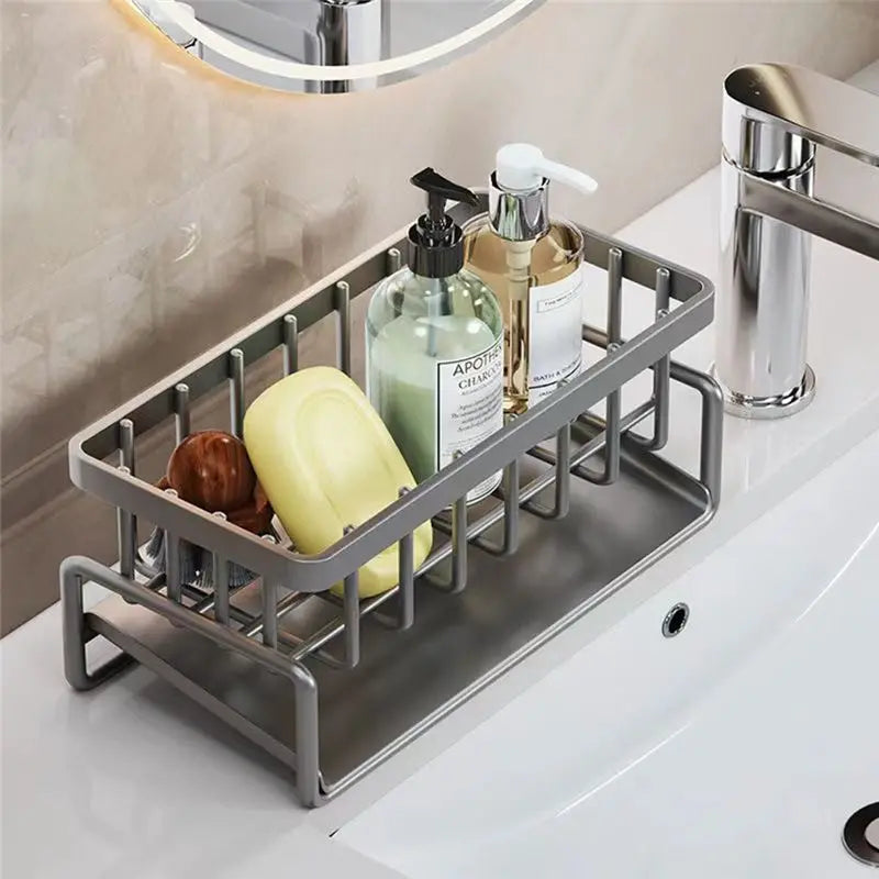 A36T-Kitchen Sink Organizer Rack,Kitchen Rack, Household Sink Tableware Drain Storage Rack,Sponge Detergent Storage Rack