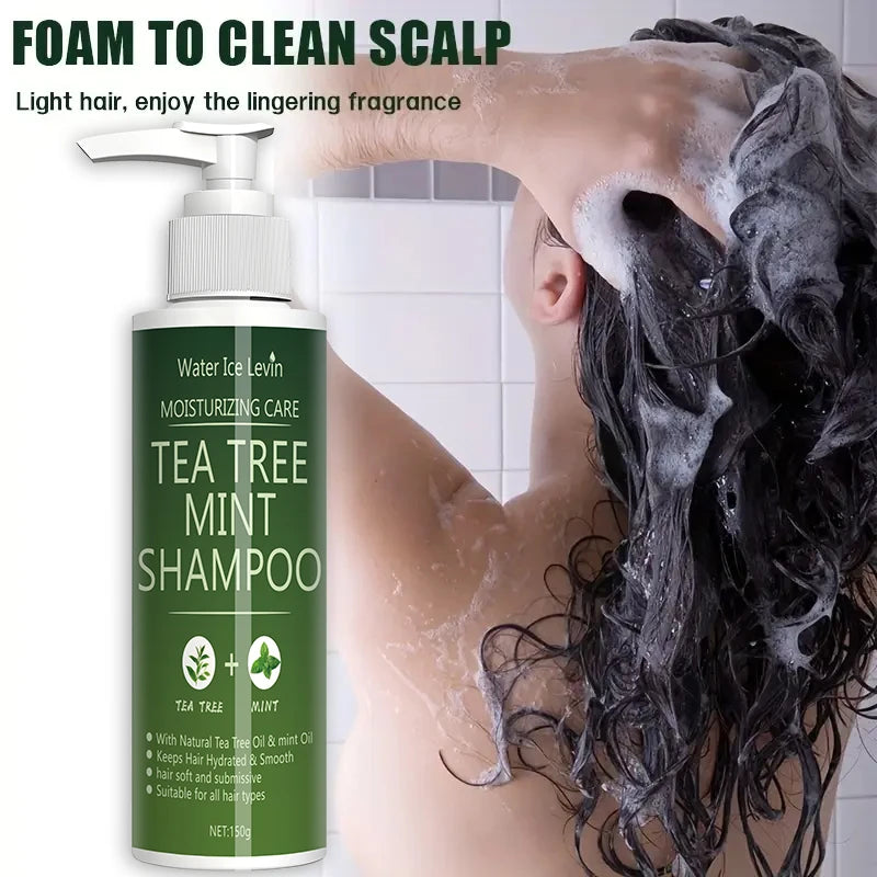 Tea Tree Mint Shampoo Natural Essence Revitalizes Hair. Dense Foam Cleansing. Strengthens. Smooths. Adds Volume Shine.