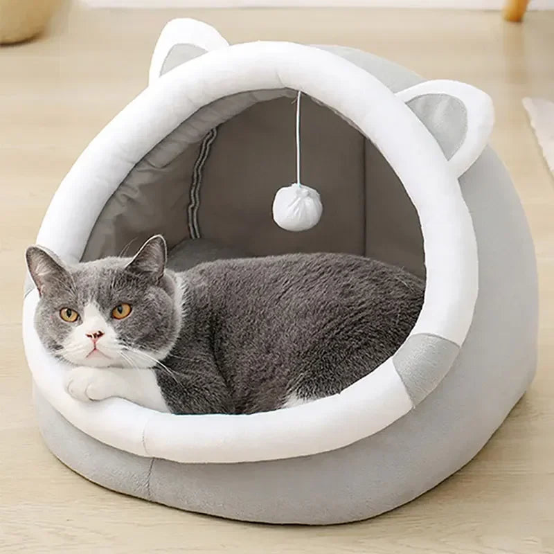 h Tent Cave Bed for Cats Small Dogs Self-Warming Cat Tent Bed Cat Hut Comfortable Pet Sleeping Bed Foldable Removable Washable